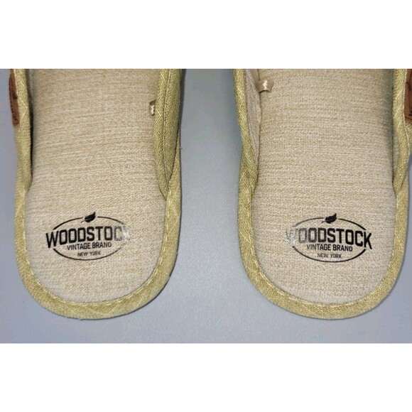 WOODSTOCK Vintage Brand Hemp Baboosh Slipper Mens 9M Tan Slip On Memory Foam - Picture 8 of 11